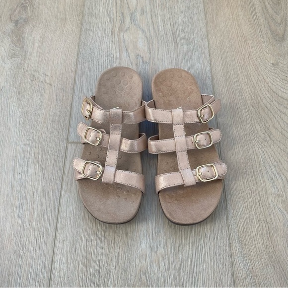 Vionic Misa Rosa Gold Leather Strappy Sandals - Picture 1 of 6